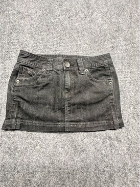 GUESS Jeans Women Black Denim Mini Skirt Size 25 Y2K Stretch Short Side Zip